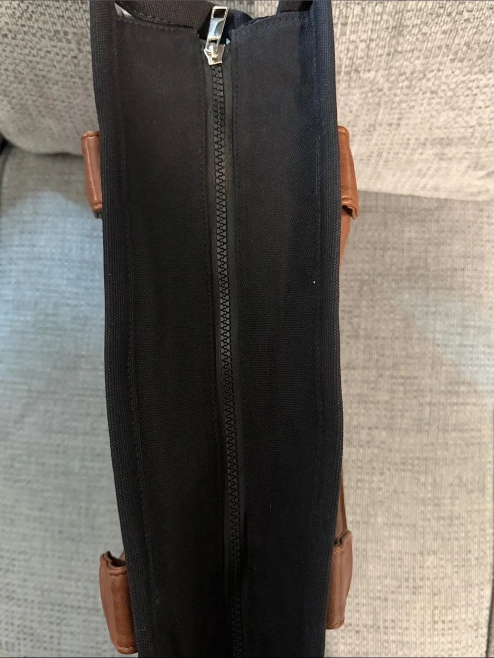 NWOT Classic Black Canvas Tote/Laptop bag with Brown Trim - Men or Women’s